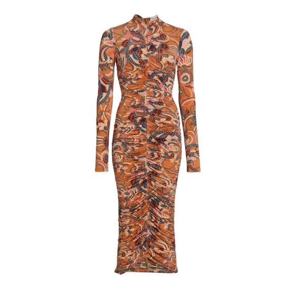 A.L.C. Ansel Long‑Sleeve Ruched Bodycon Midi Dress - Picture 10 of 14